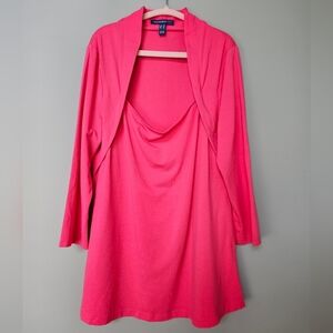 Isaac Mizrahi Live! - Essentials Twofer Layered Top - Ultra Pink, Small NWOT